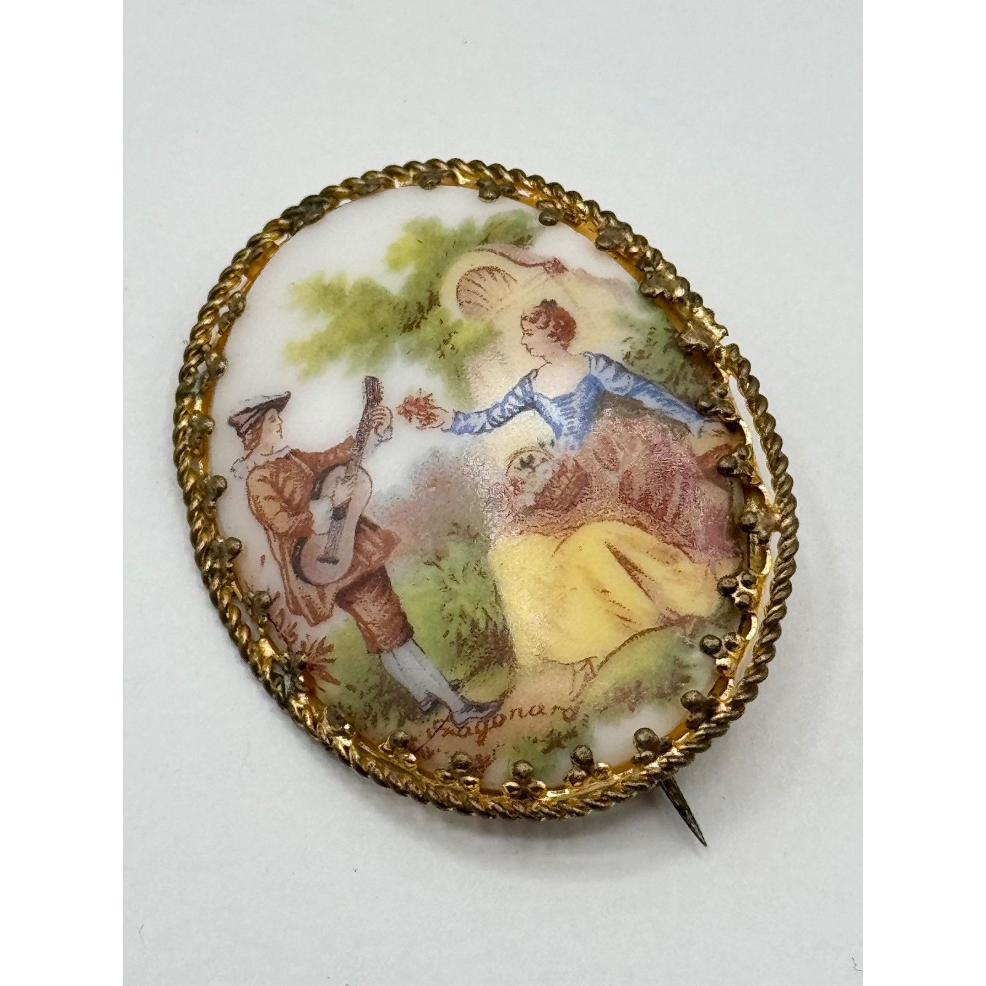 Vintage Porcelain portrait artwork vintage brooch pin Size ONE SIZE - 2 Thumbnail