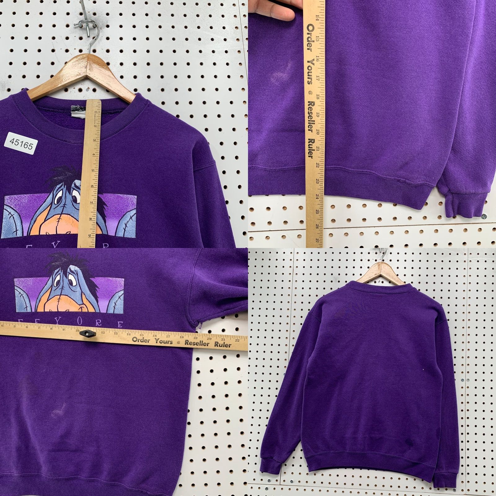 Disney VINTAGE Disney Eeyore Sweatshirt Womens Small Purple Distressed Fleece Crewneck Size S / US 4 / IT 40 - 8 Thumbnail
