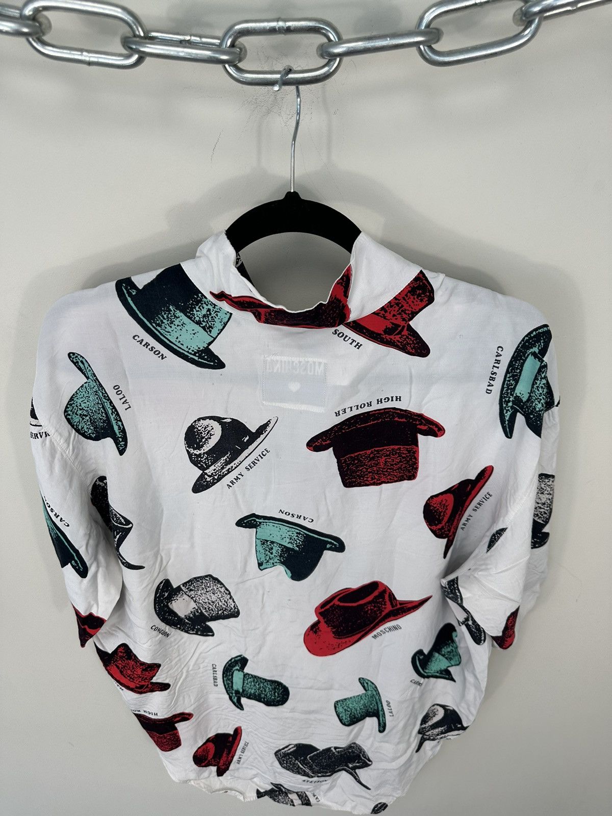 Moschino Vintage 90s Moschino Hats All Over Print Short Sleeve Shirt Size US M / EU 48-50 / 2 - 9 Thumbnail