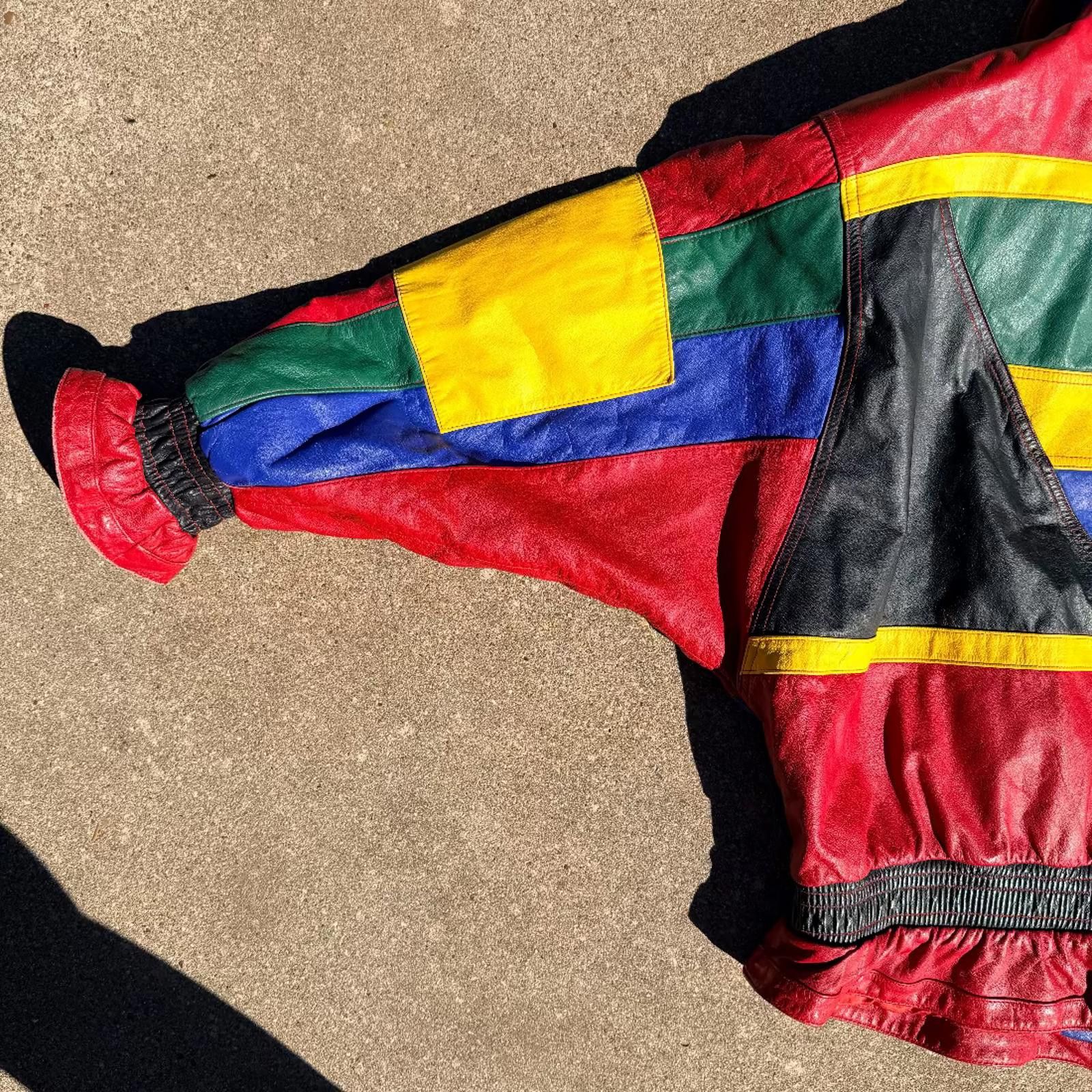 Other Mixed Blues Colorblock Leather Jacket 80s/90s Size ONE SIZE - 6 Thumbnail