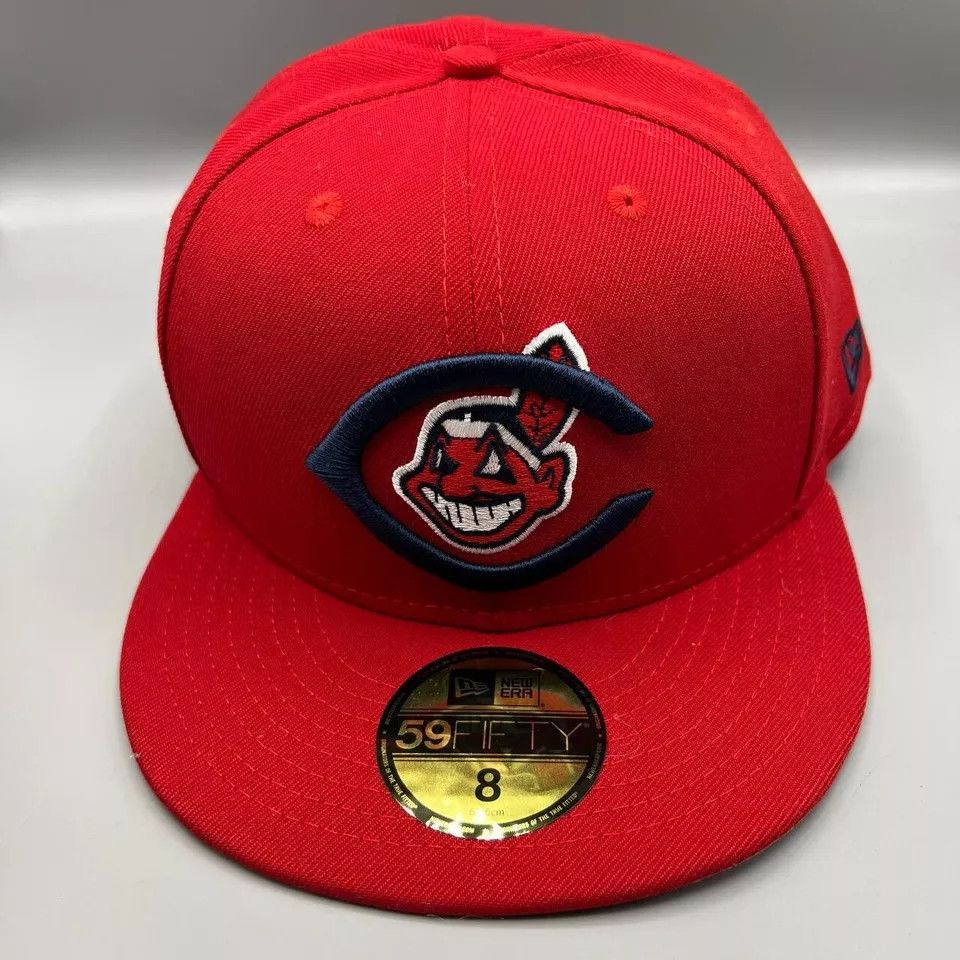 New Era Cleveland Indians Guardians Hat Men 8 Red Fitted New Size ONE SIZE - 2 Thumbnail