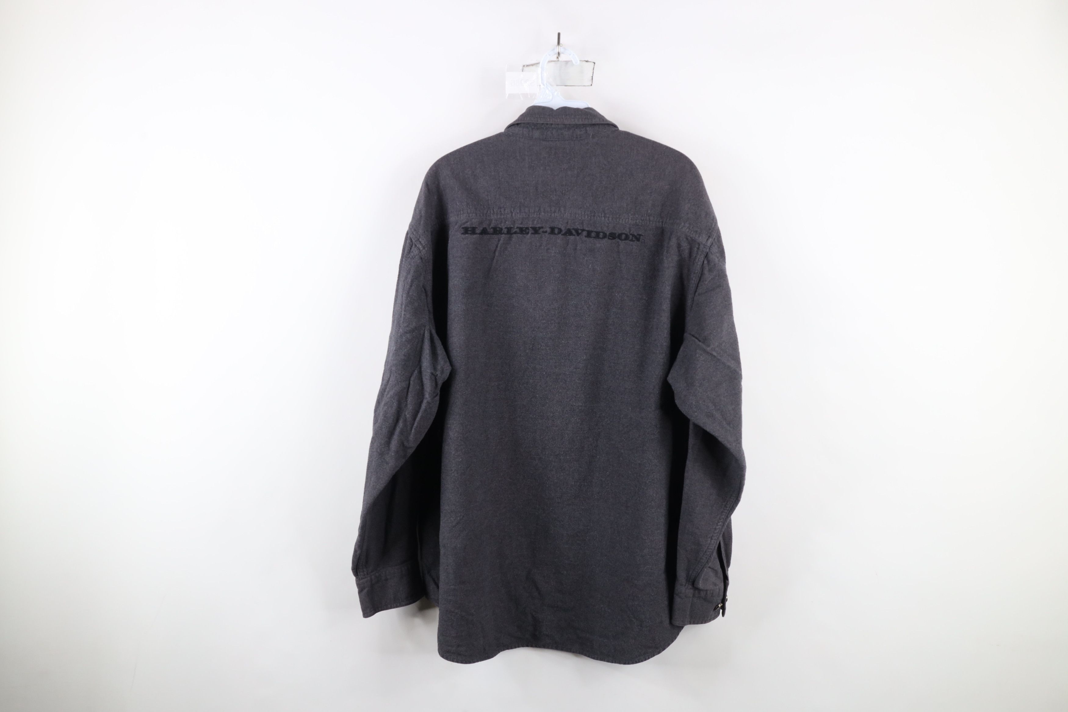 Harley Davidson × Vintage Vintage Harley Davidson Flannel Button Down Shirt Gray Size US XL / EU 56 / 4 - 13 Thumbnail