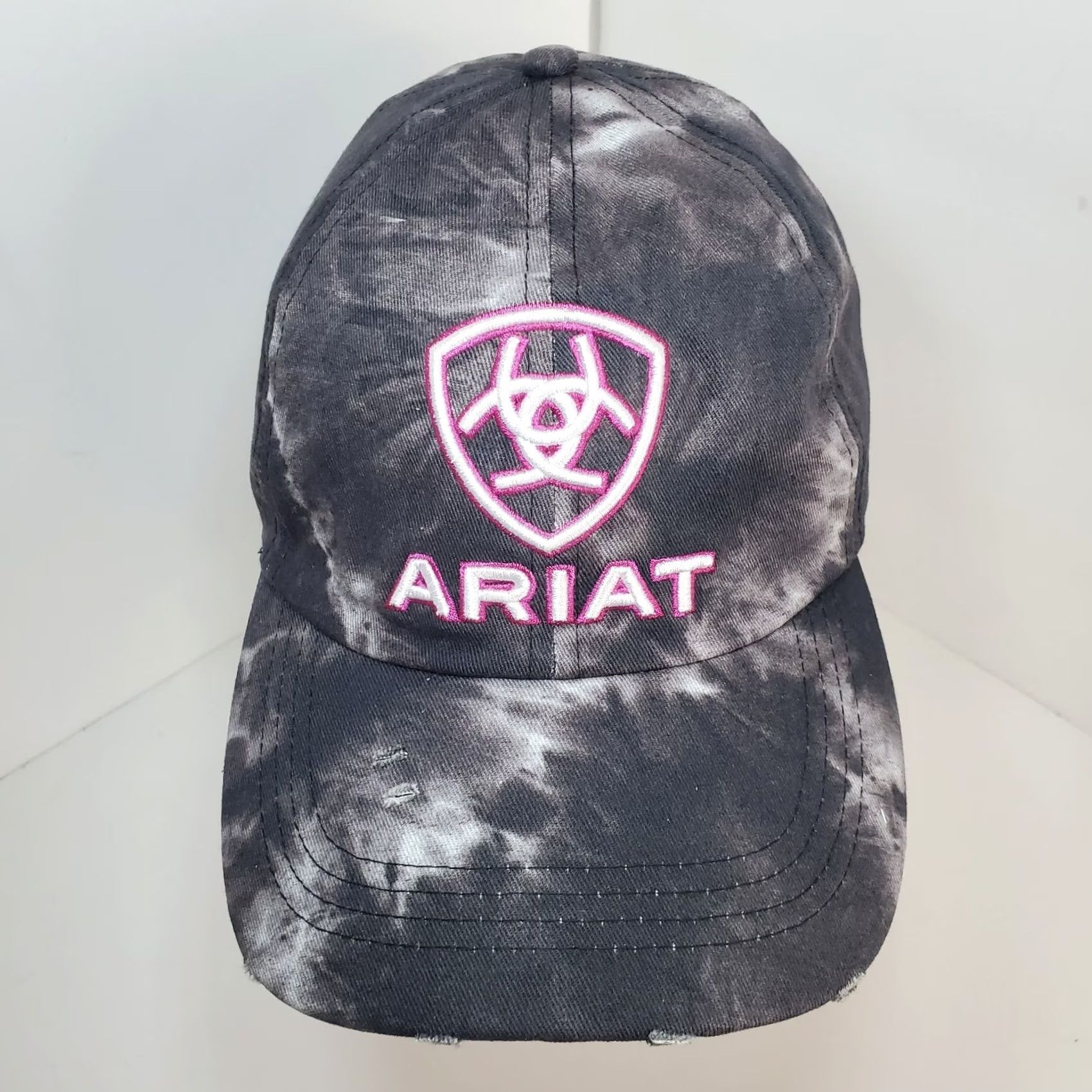 Ariat Ariat x Ponyflo Womens Baseball Cap Adjustable Tie Dye Black Pink Logo Embroidered Cap Women's Hats Size ONE SIZE - 2 Thumbnail