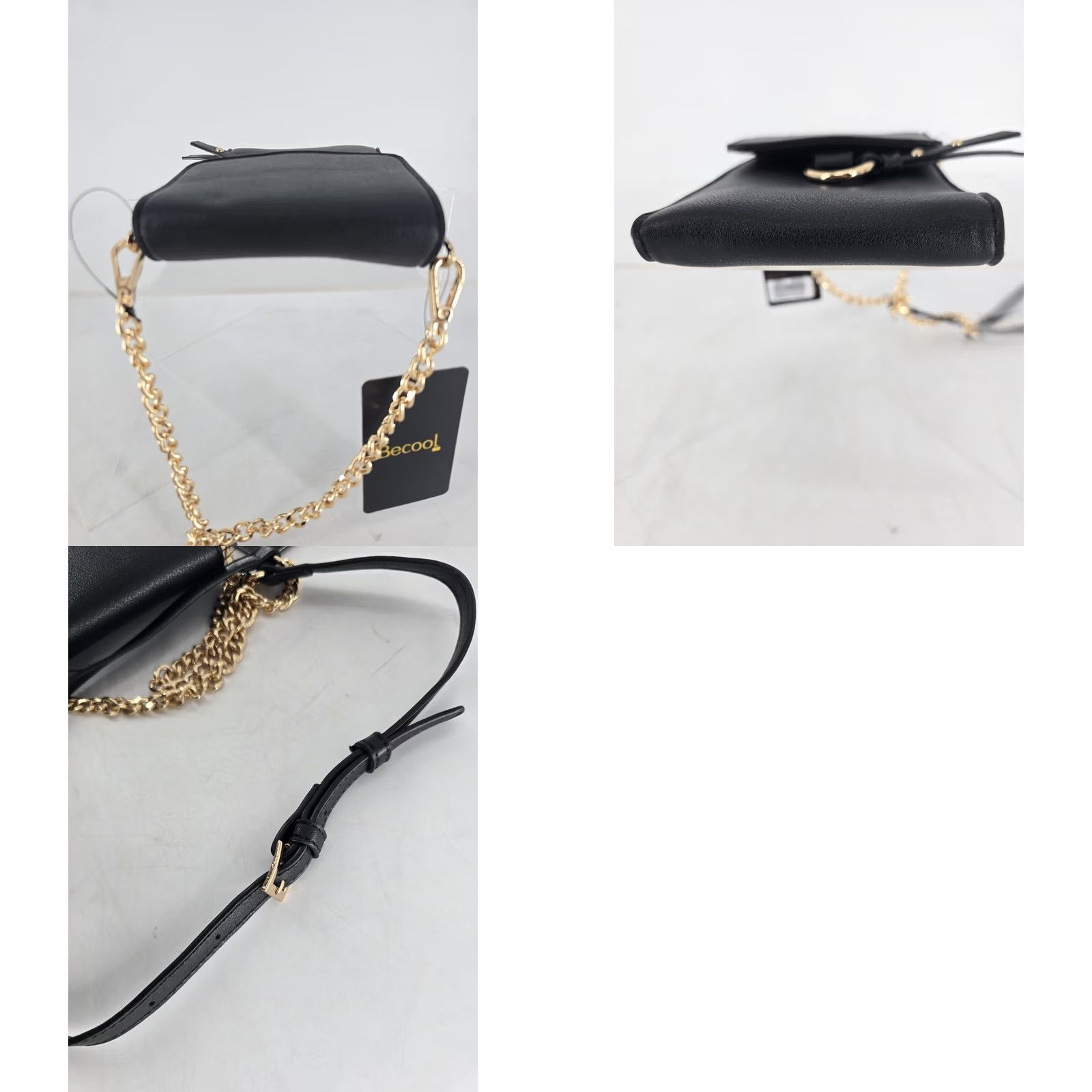 Vintage Becool Crossbody Bag Black Brass Ring Ring Phone Case Clutch Mini NWT Leather Faux Leather Detachable Strap Womens Size ONE SIZE - 8 Thumbnail