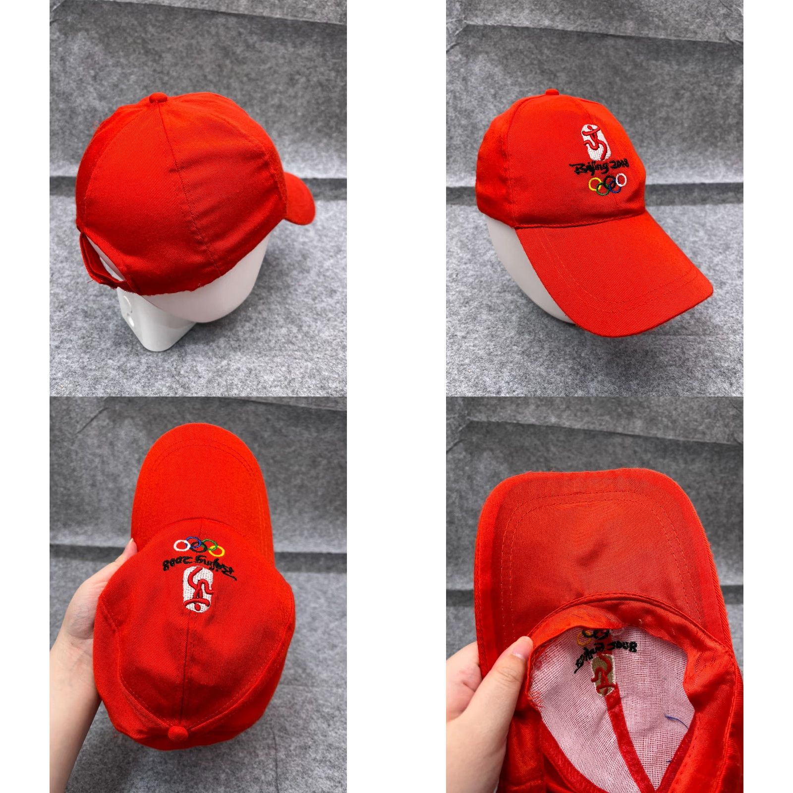 Vintage Beijing 2008 Summer Olympics Hat Cap Strap Back Adult Red Cotton Embroidered Shirt Baseball Cap Unisex Adults Red Olympic Sports 2008 Hats Mens Size ONE SIZE - 8 Thumbnail