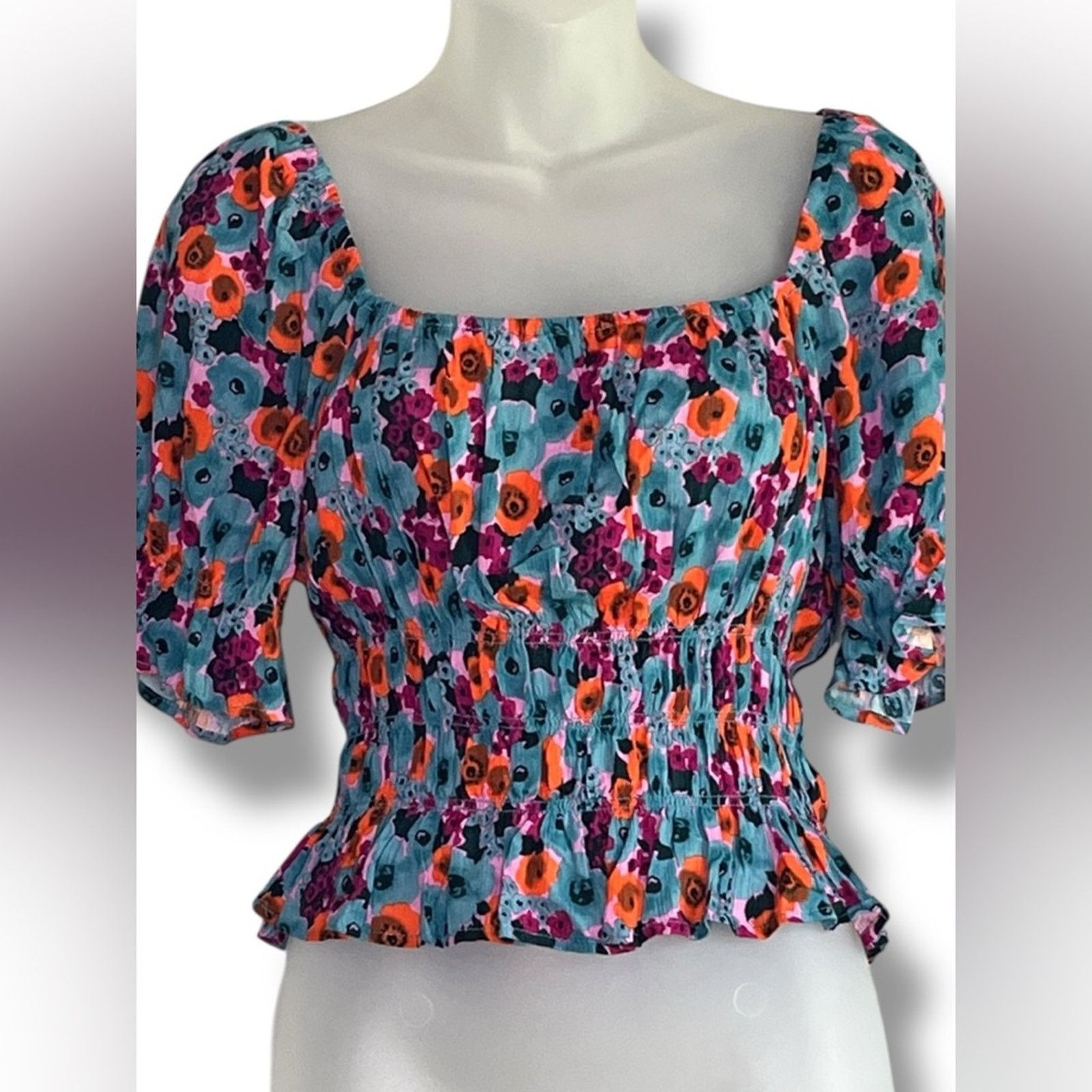 Other All In Favor floral off the shoulder peasant sleeve crop top Size M / US 6-8 / IT 42-44 - 4 Thumbnail