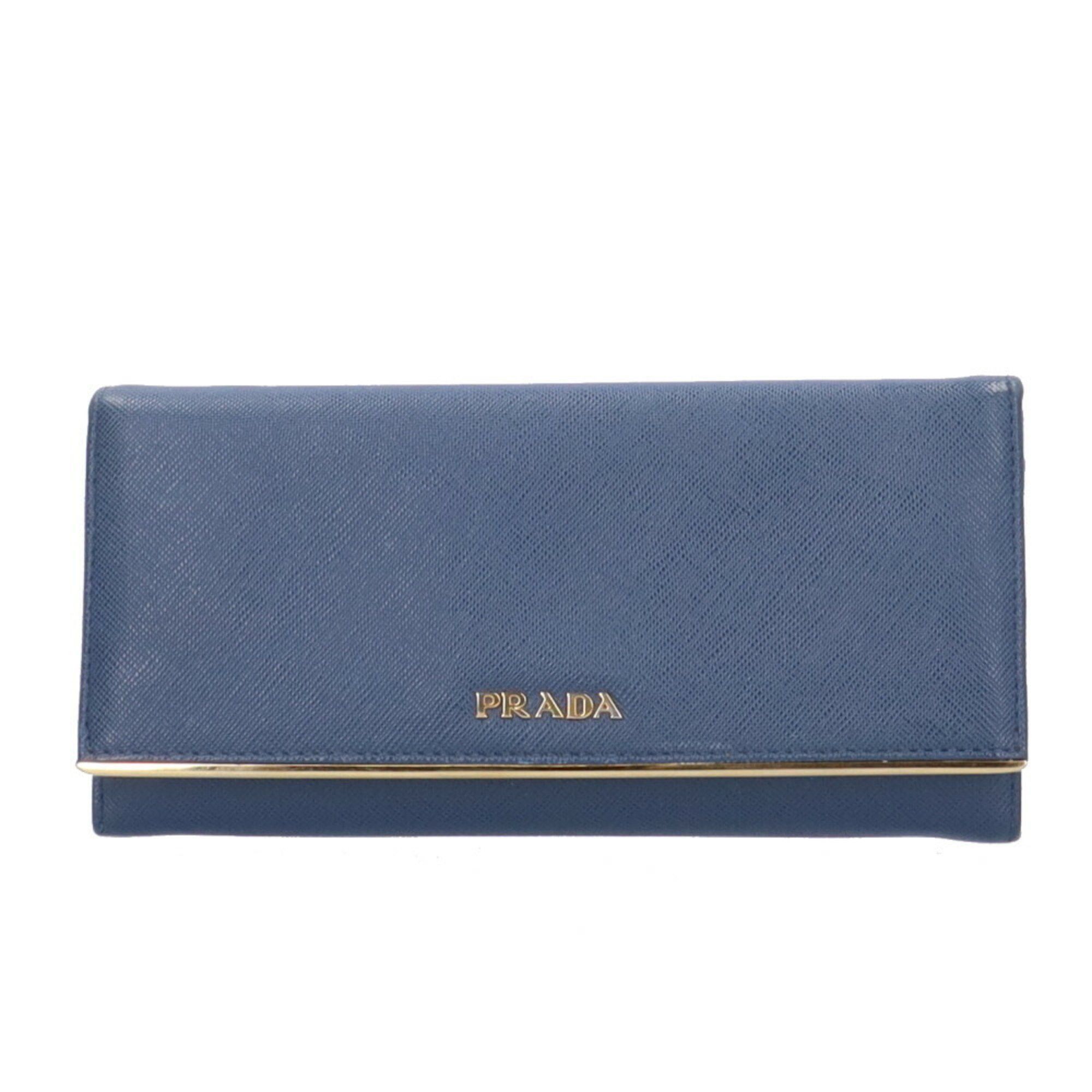 image of Prada Saffiano Long Wallet Leather 1M1132 Women's Prada Brb10000000120767 in Blue