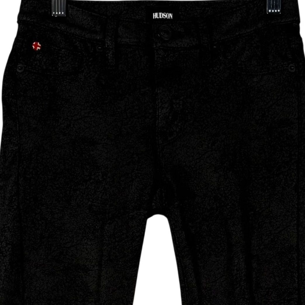 Hudson Hudson Nico Midrise Super Skinny Jeans Black Tonal Floral Damask Textured Goth Brocade Size 42" / US 20 - 2 Thumbnail