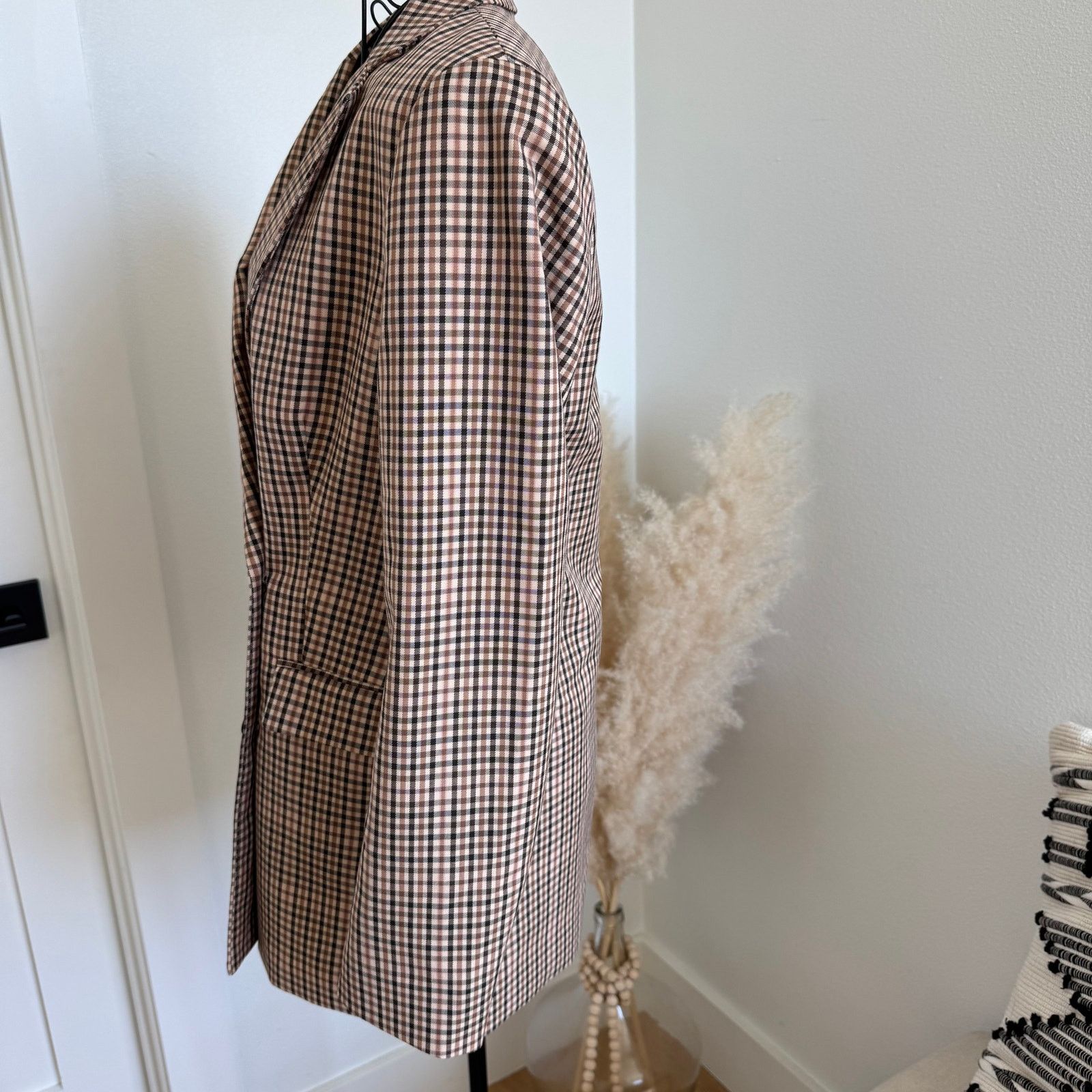 Scotch & Soda Scotch & Soda Double-Breasted Plaid Tailored Blazer Pink XS Size XS / US 0-2 / IT 36-38 - 4 Thumbnail