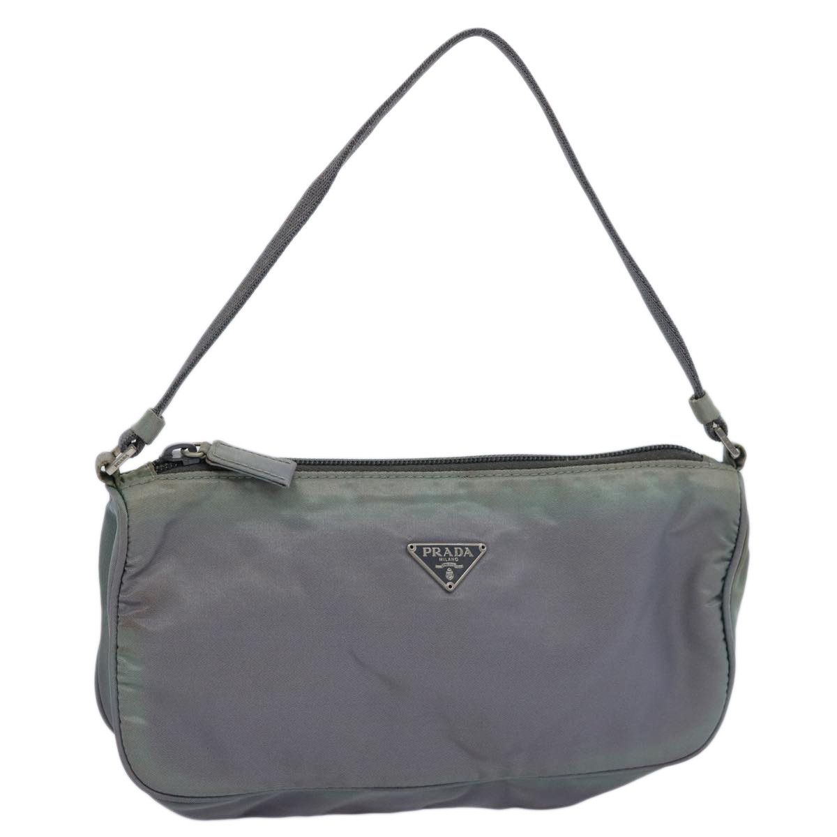 image of Prada Accessory Pouch Nylon Gray Auth Bs10940 in Grey, Women's