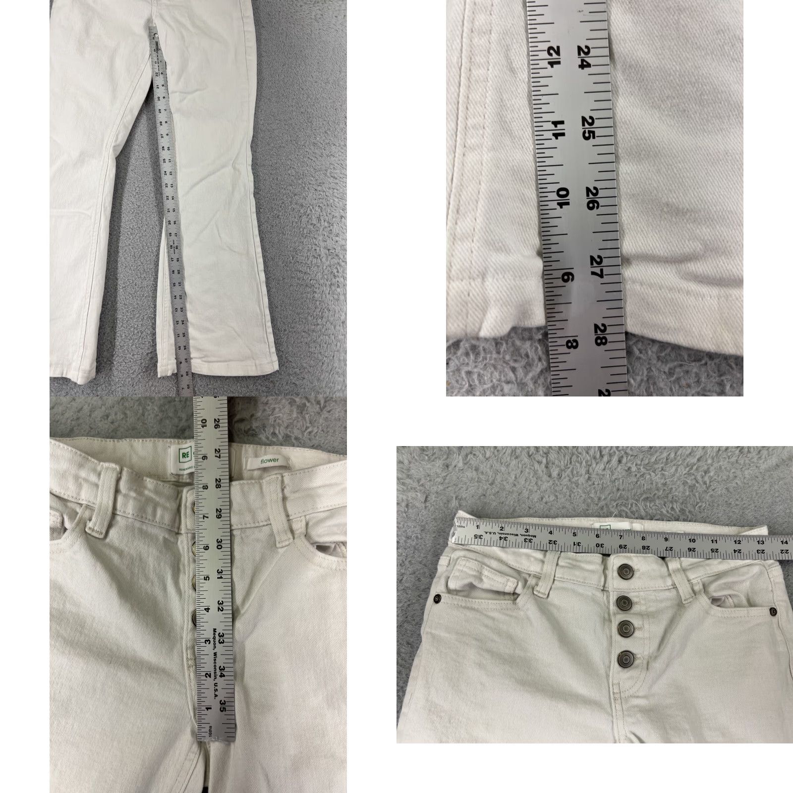 Vintage Celebrity Pink Jeans Juniors 25 White Denim Flared 5-Pocket Stretch Cotton Blend Regular Womens 25x28 USA 90s? No; skip decade. Size 42" / US 20 - 8 Thumbnail