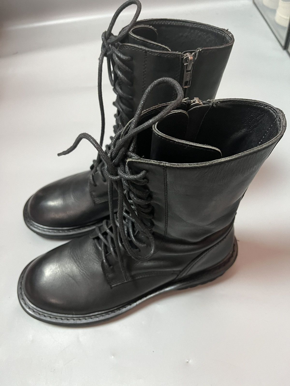 Ann Demeulemeester Ann Demeulemeester lace-up side zip combat boots Size US 10 / IT 40 - 4 Thumbnail