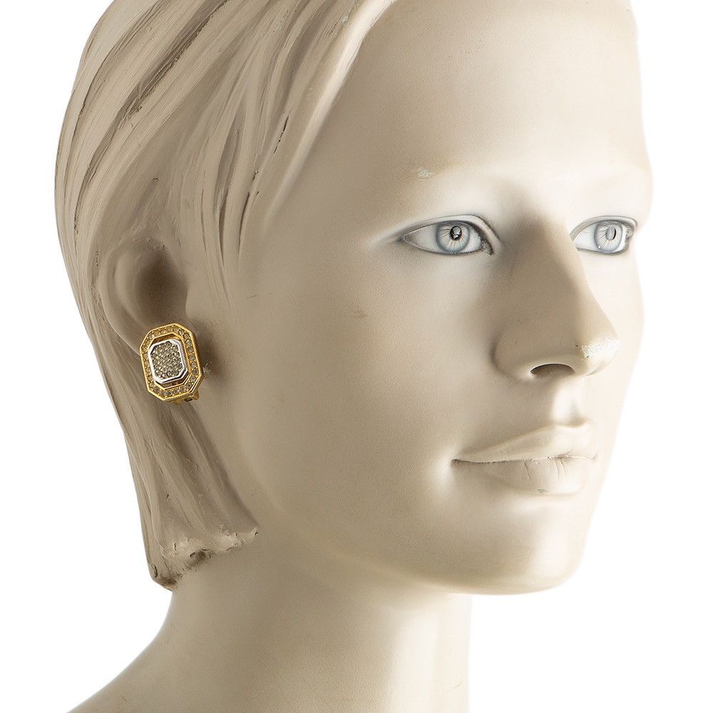Vintage Christian Dior Clip on Earrings Gold Tone rectangle