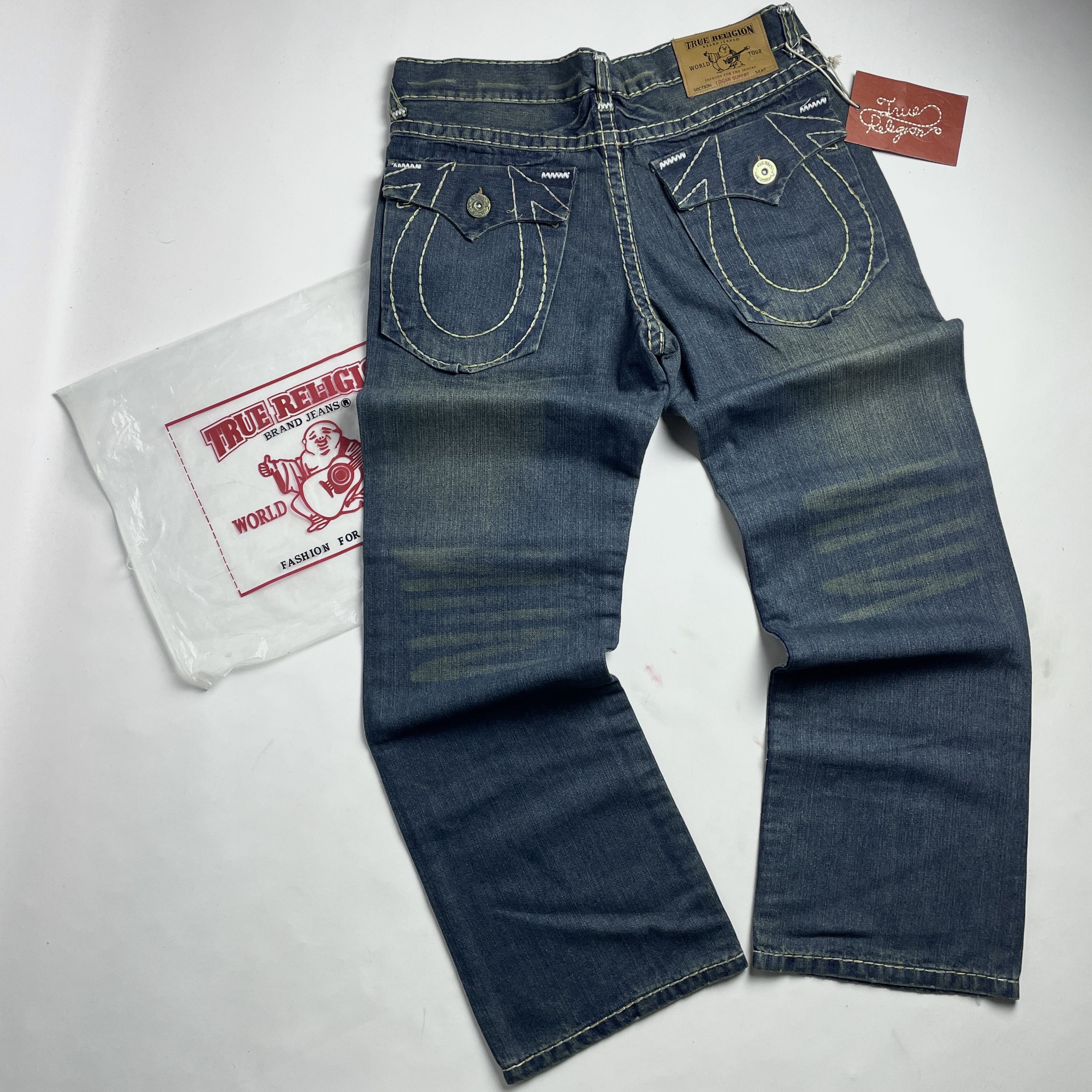 Pre-owned True Religion X Vintage True Religion 00s New Double Stitch Denim Jeans 36 In Blue