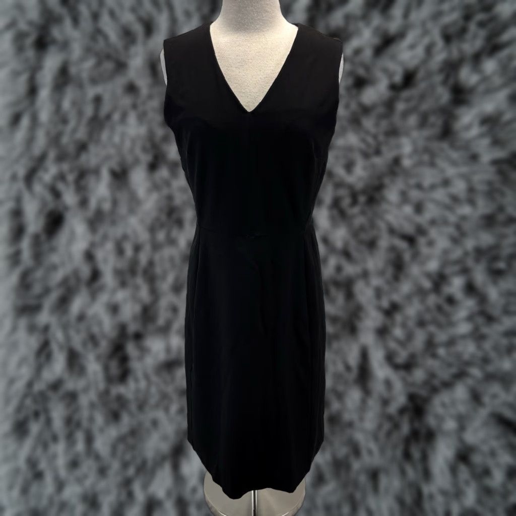 M.M.LaFleur MM Lafleur Black Sheath Dress Women’s 12 Sleeveless Classic Stretch Career Midi V-Neck Zip Dress Size XL / US 12-14 / IT 48-50 - 1 Thumbnail