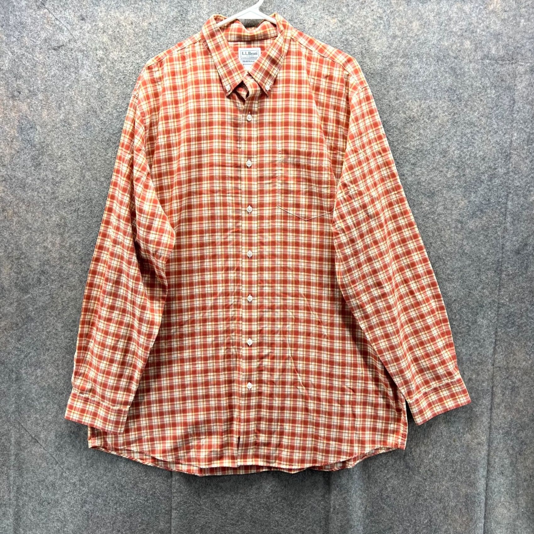 Vintage VINTAGE L.L.Bean Shirt Men XL Orange Plaid Button-Up Tall Casual Size US XL / EU 56 / 4 - 2 Thumbnail