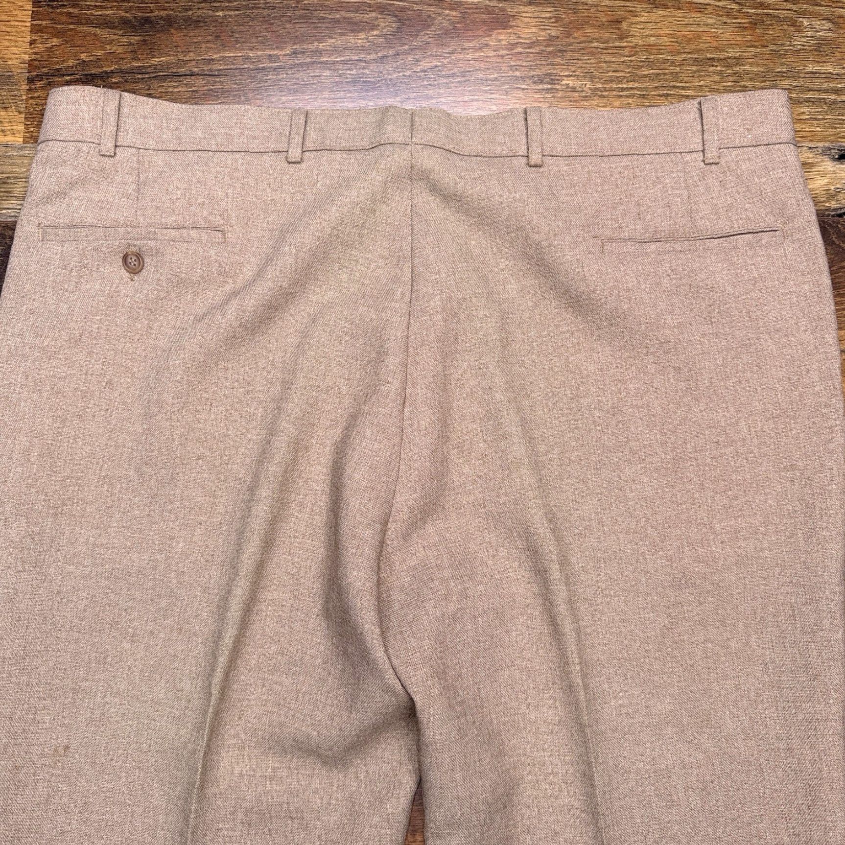 Levi's VINTAGE Levi's Action Slacks 42x32 Tan Comfort Waistband Flat Front 1970s Disco Casual Mens Size 42 - 5 Thumbnail