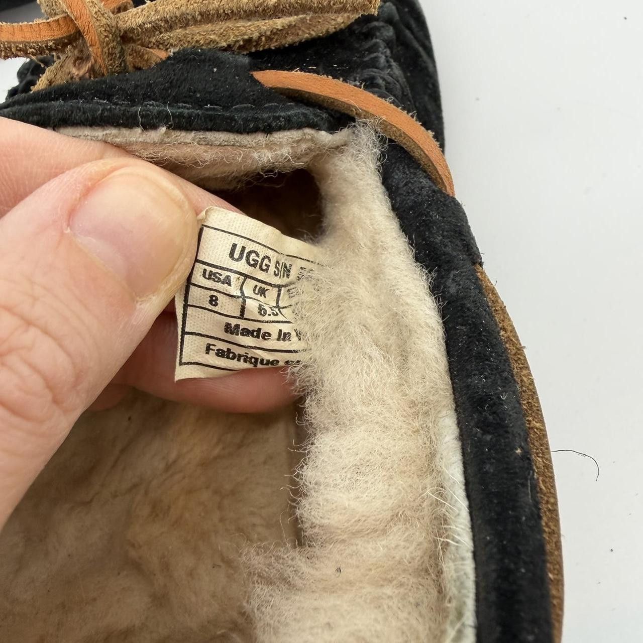 Ugg UGG Dakota Moccasin Slippers Black w/Brown Ties | EUC | 8 Size US 8 / IT 38 - 4 Thumbnail