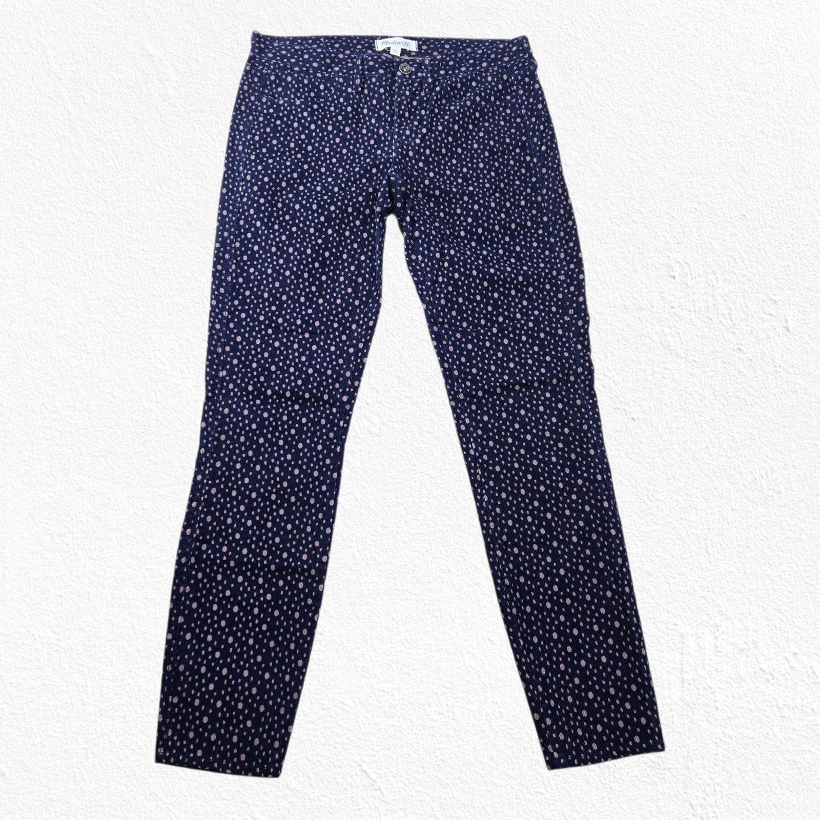 Madewell Madewell Navy Blue Polka Dot Skinny Pants Size 26 Size 26" / US 2 / IT 38 - 2 Thumbnail
