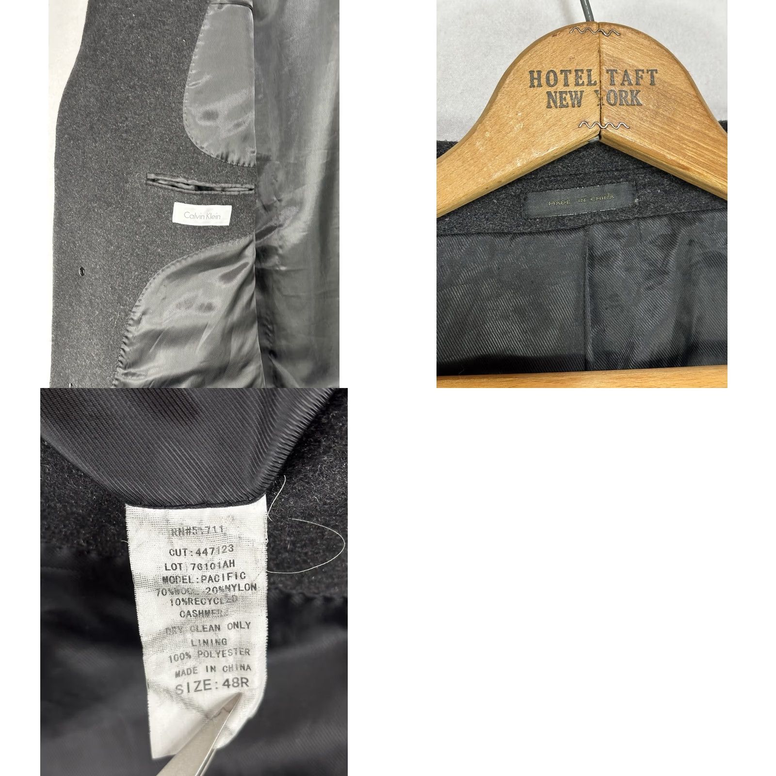 Calvin Klein Calvin Klein Coat Mens 48R Charcoal Gray Wool Cashmere Overcoat Pacific Model Size US M / EU 48-50 / 2 - 8 Thumbnail