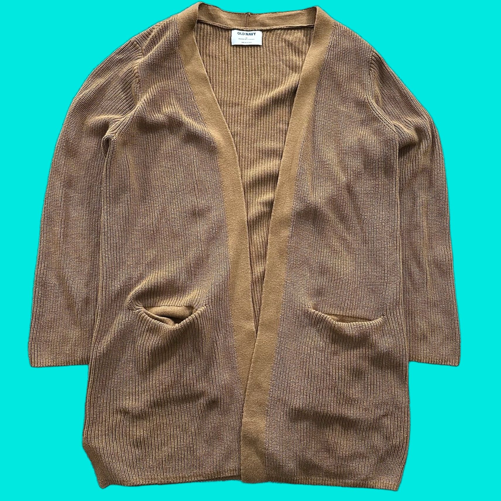 Old Navy Old Navy Cardigan Sweater Womens M Brown Knit Longline Open Front Livaeco Size M / US 6-8 / IT 42-44 - 1 Thumbnail