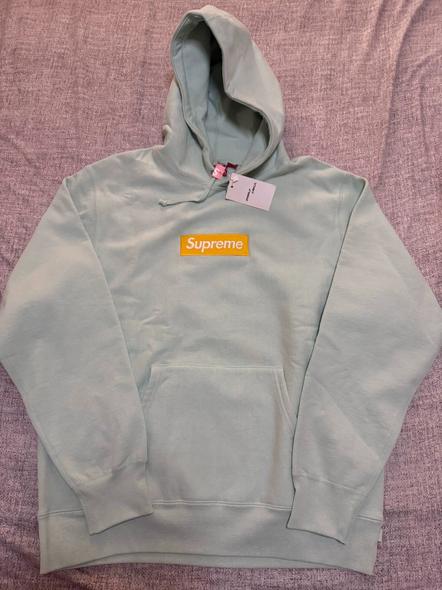Supreme Supreme Ice Blue/Gold Box Logo Hoodie FW17 | Grailed