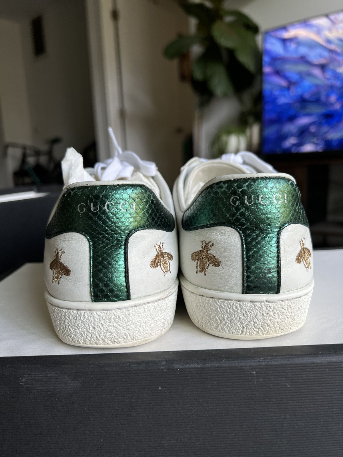 Gucci Gucci - Ace Low Top Sneaker (Embroidered Bee) Size US 8 / EU 41 - 6 Thumbnail