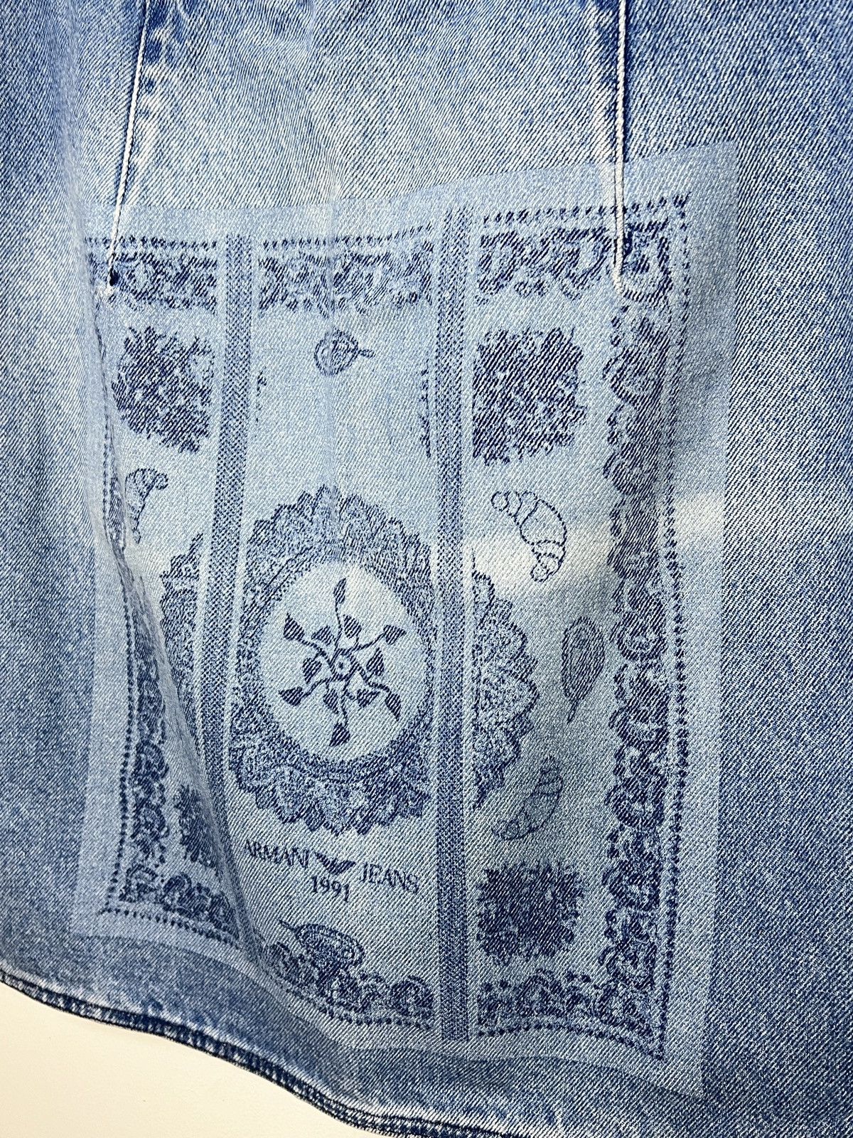 Armani armani shrooms croissants printed denim midi skirt y2k Size 32" / US 10 / IT 46 - 7 Thumbnail