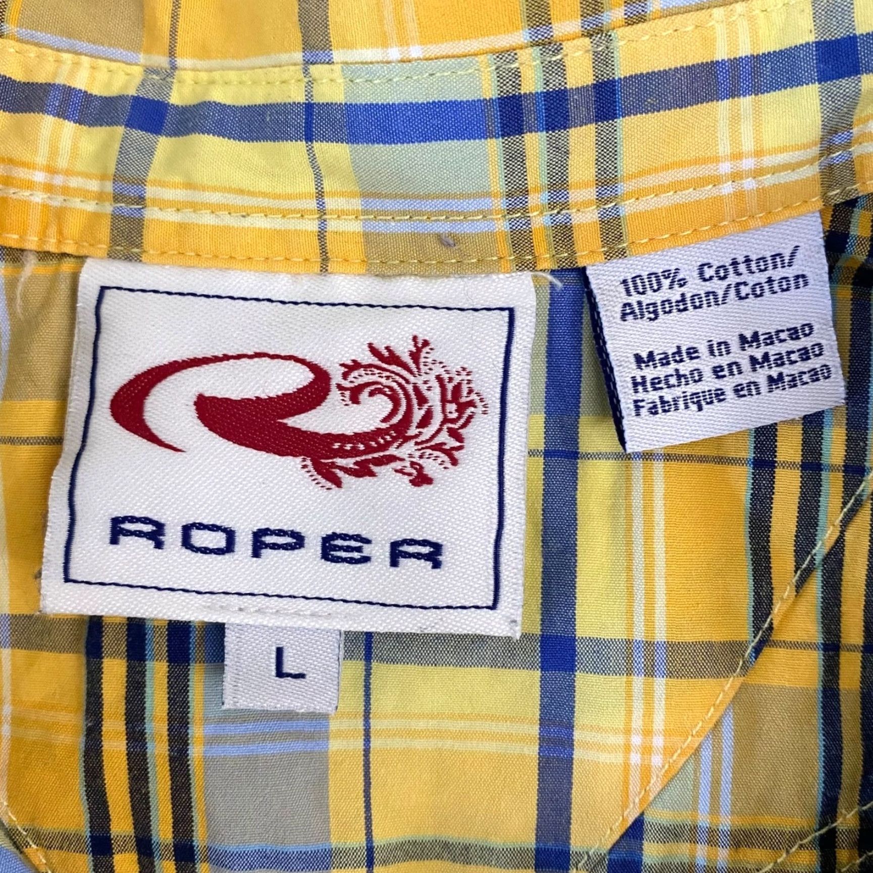 Roper Roper Western Plaid Pearl-Snap Shirt Yellow Cap Sleeve Women's Large Size L / US 10 / IT 46 - 7 Thumbnail