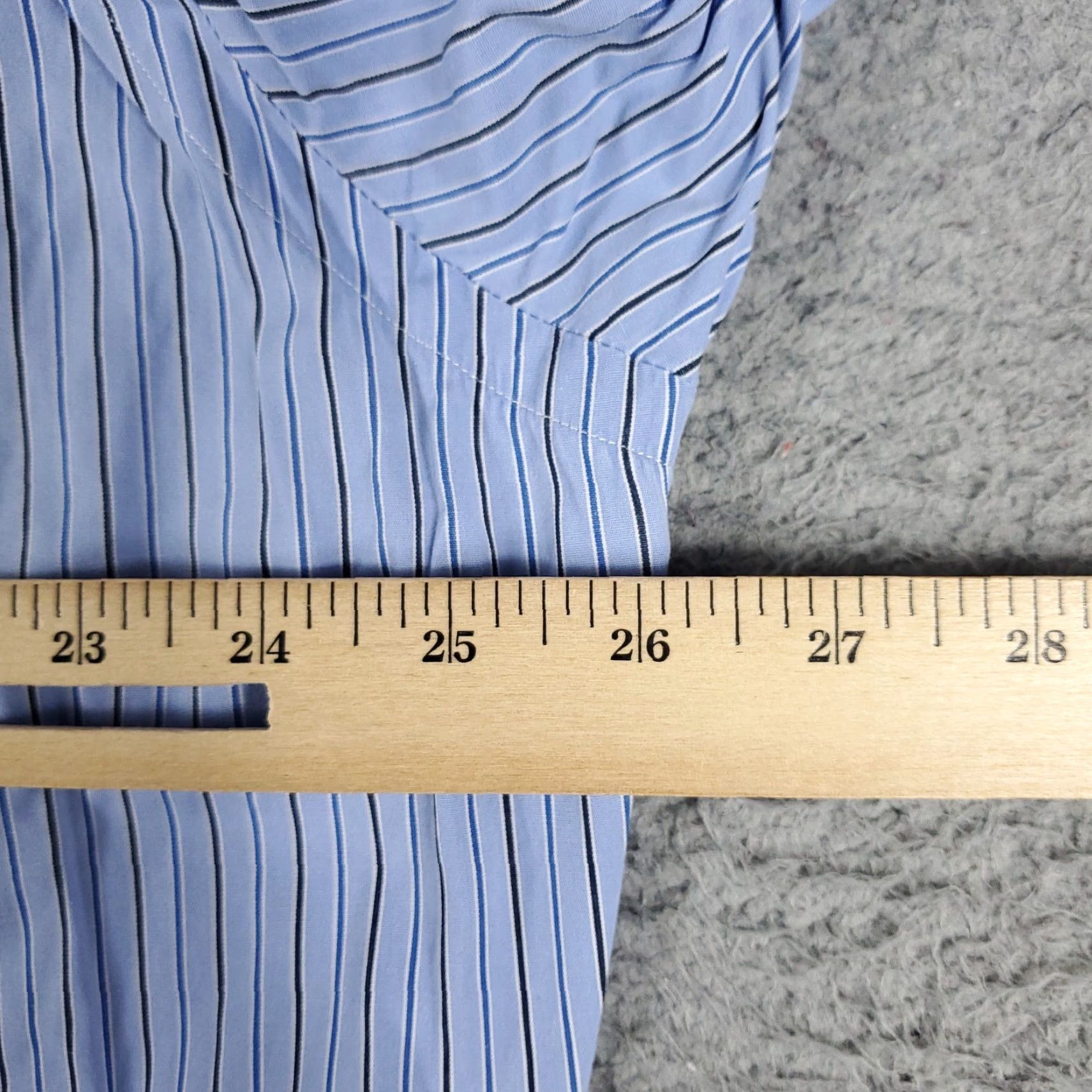 Ralph Lauren VINTAGE Ralph Lauren Shirt Mens 16.5 Blue Striped Dress Button-Down Long Sleeve, Regular, 100% Cotton, Non-Iron, Pockets, 90s/Classic Theme, Mens Size 42R - 7 Thumbnail