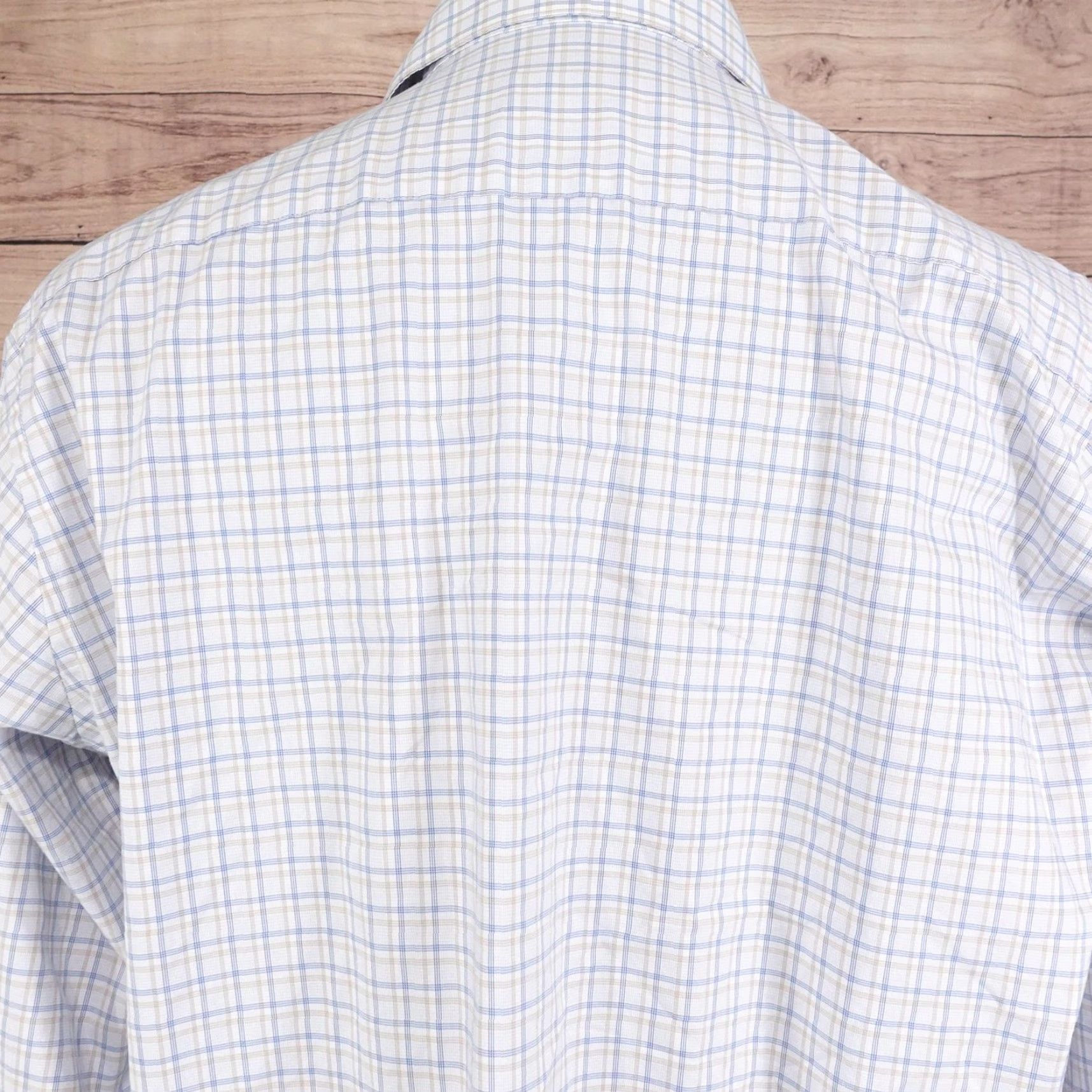 Van Heusen Van Heusen Flex Shirt Mens Large 16.5 34/35 Blue Check Stretch Dress Long Sleeve Size 42R - 5 Thumbnail