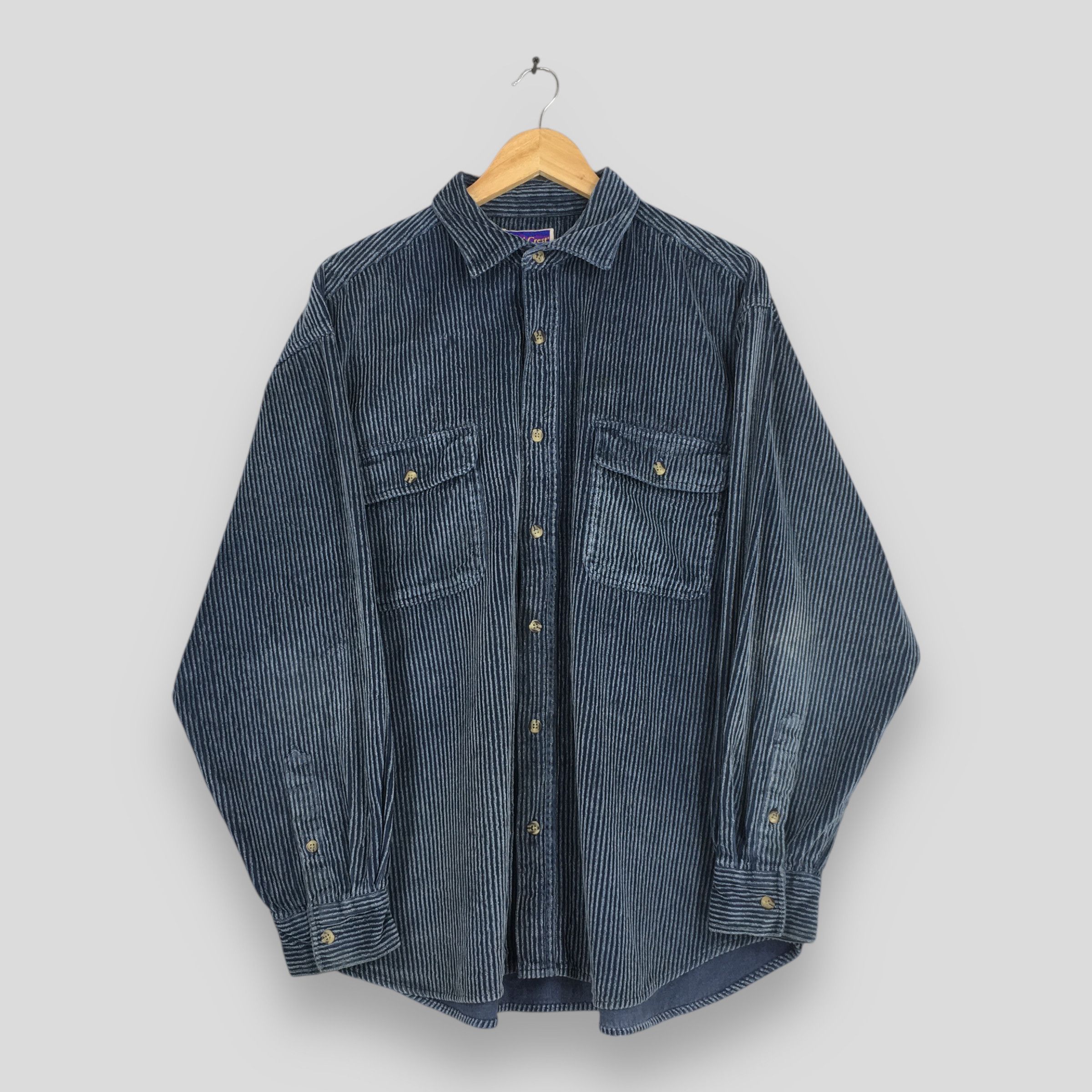 Vintage Vintage North Crest Corduroy Blue Shirt Large Size US L / EU 52-54 / 3 - 1 Thumbnail