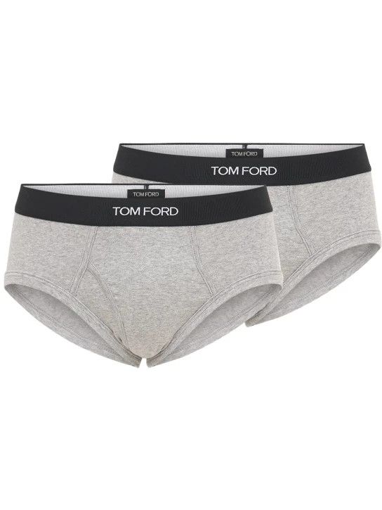 Tom Ford o1lsvrm0525 Size: M/Logo Stretch Cotton Briefs in Gery Size ONE SIZE - 1 Thumbnail