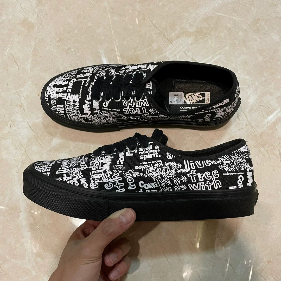 Comme des Garcons CDG x Vans Authentic Black and White Sneakers Size US 7.5 / EU 40-41 - 1 Thumbnail