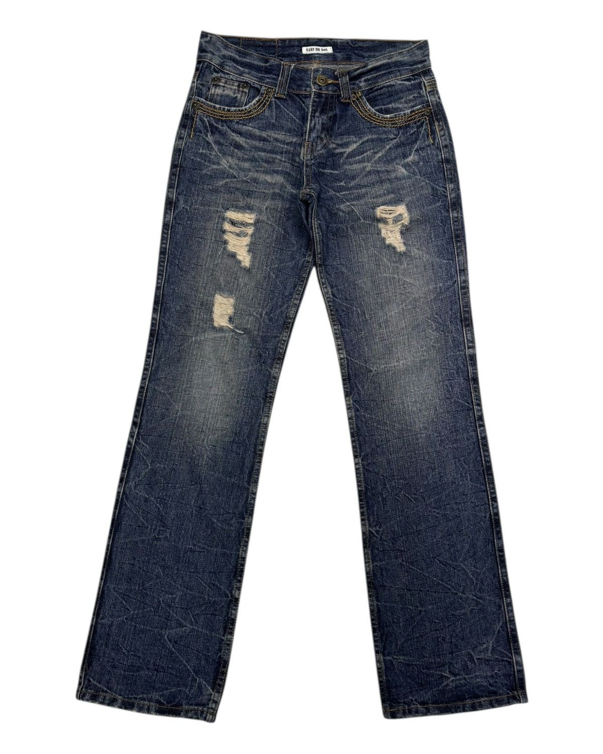 Beauty Beast × Hysteric Glamour Vintage Clef De Sol Distressed Denim Jeans Size US 30 / EU 46 - 7 Thumbnail