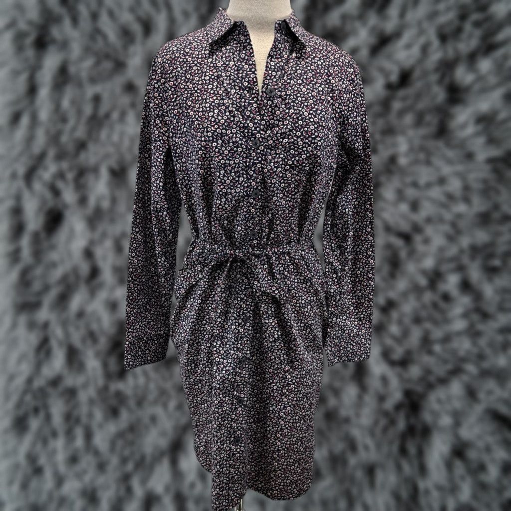 Talbots VINTAGE Talbots Floral Shirt Dress Women’s 12 Navy Ditsy Belt Button Front Classic Size XL / US 12-14 / IT 48-50 - 1 Thumbnail