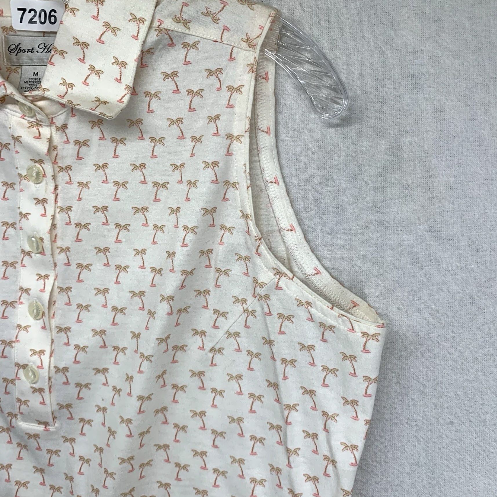 Vintage Sport Haley Women's Collared Tank Top AOP Ivory Pink Palm Trees Cute Medium Top Womens Size M / US 6-8 / IT 42-44 - 6 Thumbnail