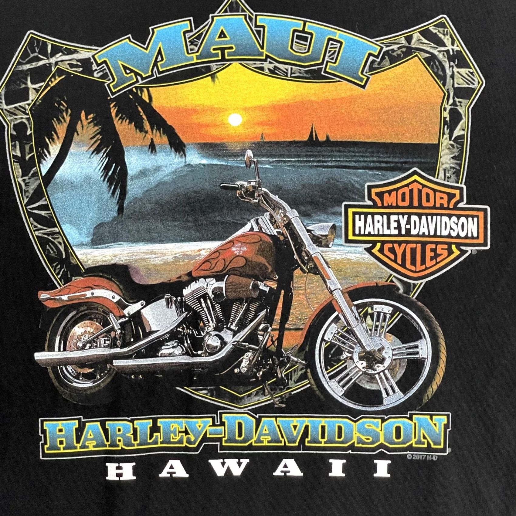 Harley Davidson Harley-Davidson Mens XL Black Maui Hawaii Chopper Graphic Tee Size US XL / EU 56 / 4 - 6 Thumbnail