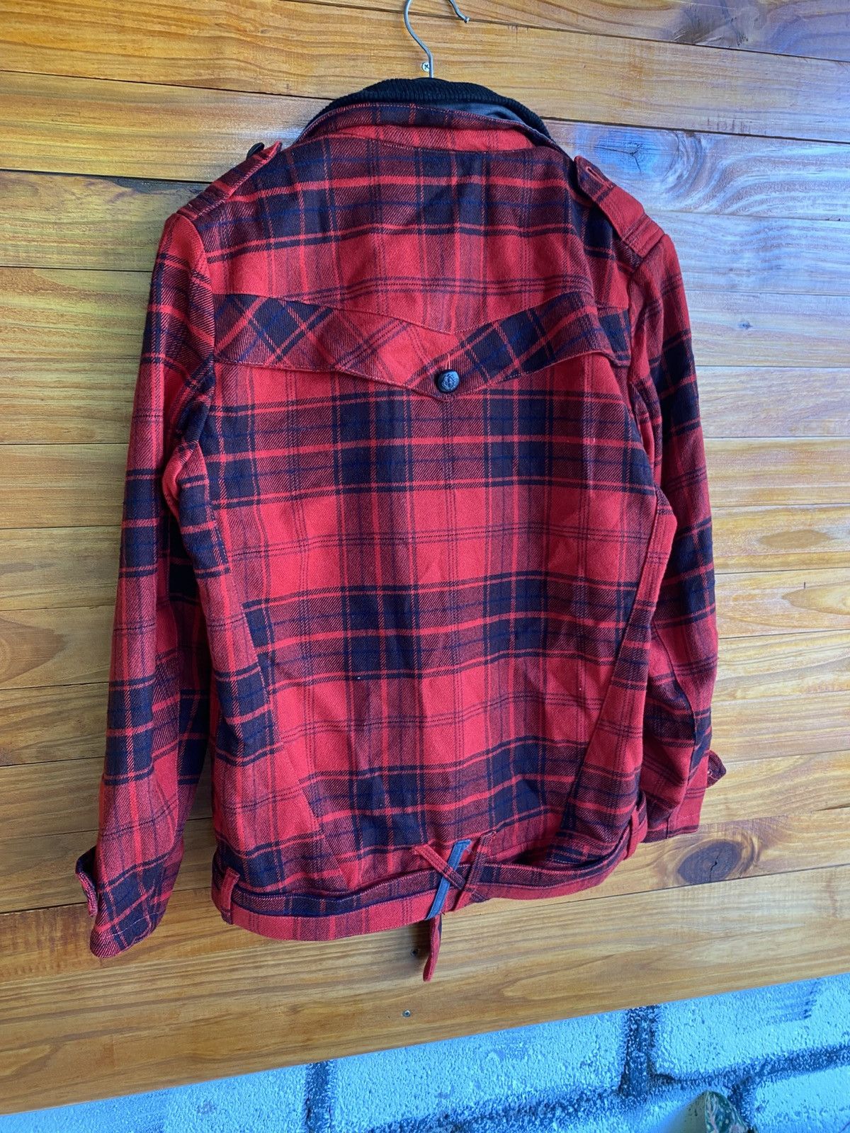 Japanese Brand Vintage 90s Play-Play-Play Red Black Plaid Wool Biker Jacket Size US M / EU 48-50 / 2 - 13 Thumbnail