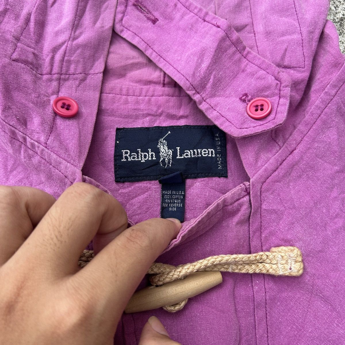Vintage Vintage 80s-90s Polo Ralph Lauren Toggle Hoodie Sun Faded Size US L / EU 52-54 / 3 - 23 Thumbnail