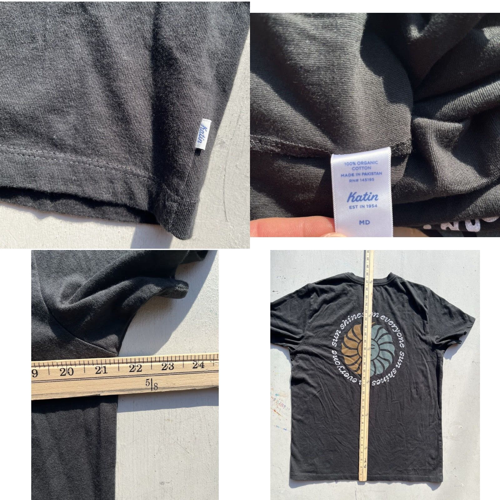 Katin Katin T-Shirt Black Spell-Out Logo M Surf Beach City 100% Organic Cotton Mens Regular Short Sleeve Size US M / EU 48-50 / 2 - 8 Thumbnail