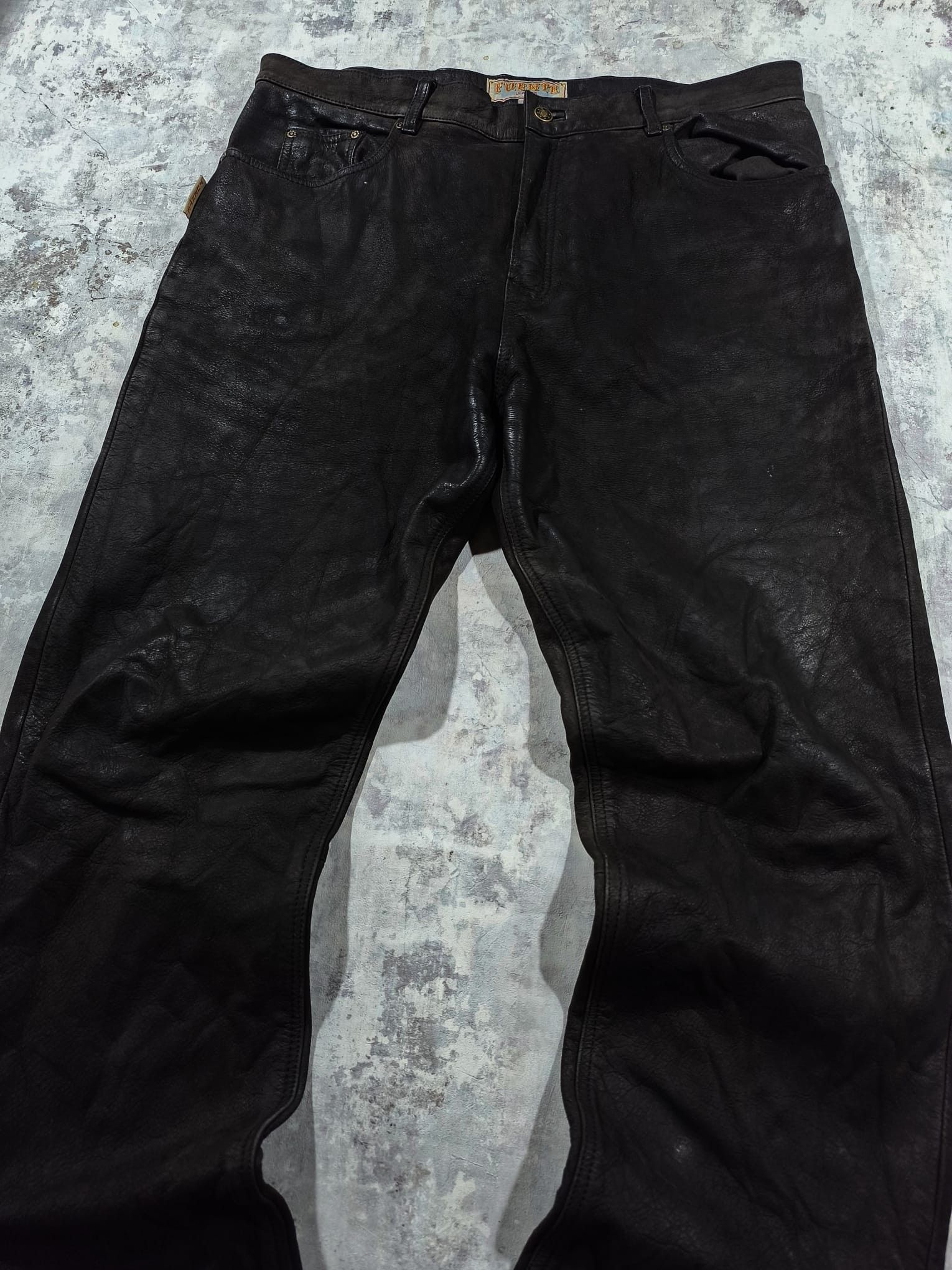 Leather vtg moto opium rockstar western leather jeans kadoya Size US 37 - 2 Thumbnail