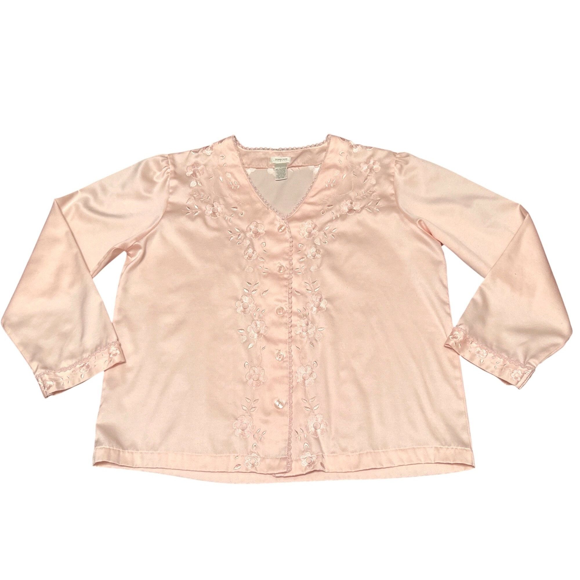 Other Nordstrom Intimates Size L Blush Pink Satin Embroidered Flor Size L / US 10 / IT 46 - 10 Thumbnail