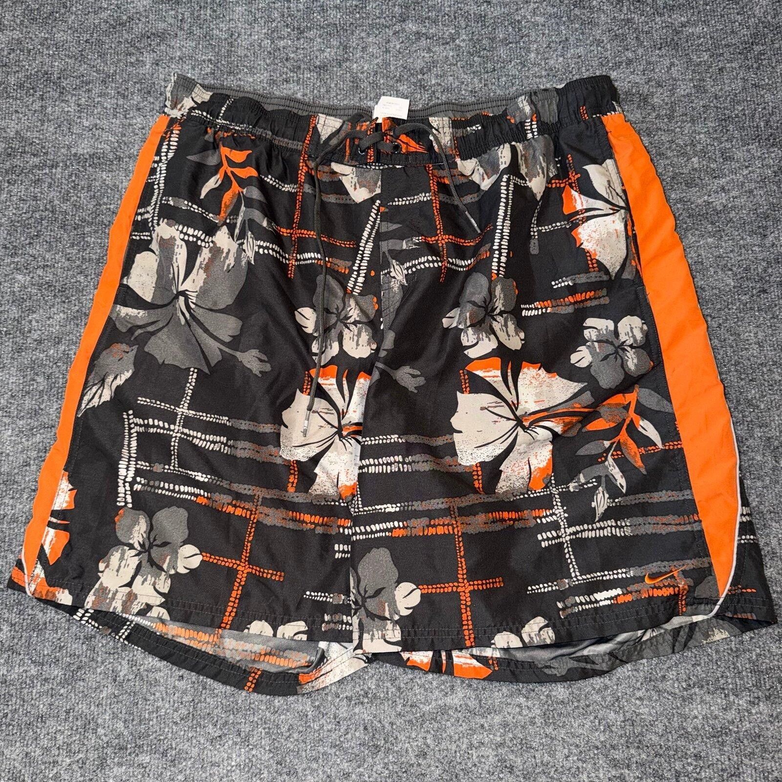 Nike Nike Orange Floral Lined Swim Trunks Mens XXL Vintage Size US 40 / EU 56 - 1 Thumbnail