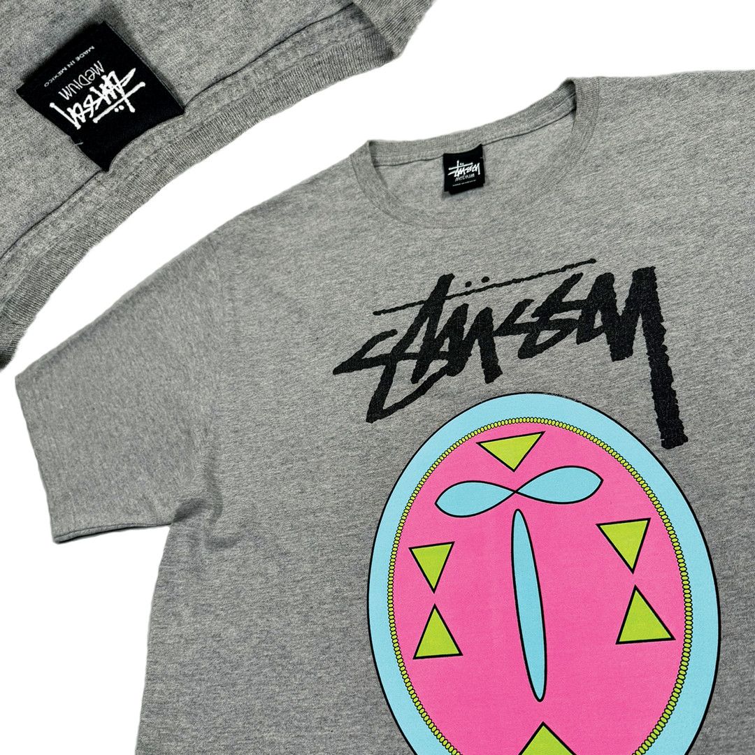 Stussy Stussy - Pink Tribal Head Graphic Tee - Grey - M Size US M / EU 48-50 / 2 - 4 Thumbnail