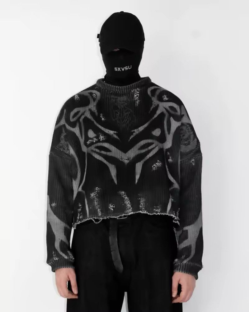 Japanese Brand × Vintage Vintage Abstract Graphic Knitwear Long Sleeve Shirt Size US S / EU 44-46 / 1 - 1 Thumbnail