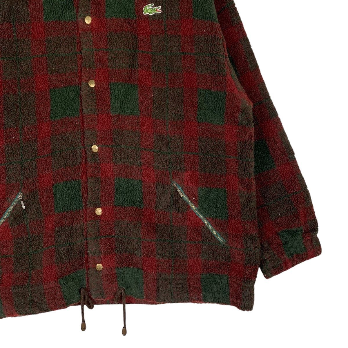 Lacoste LACOSTE Red Tartan Checked Fleece Jacket #1279-C58 Size US XL / EU 56 / 4 - 4 Thumbnail