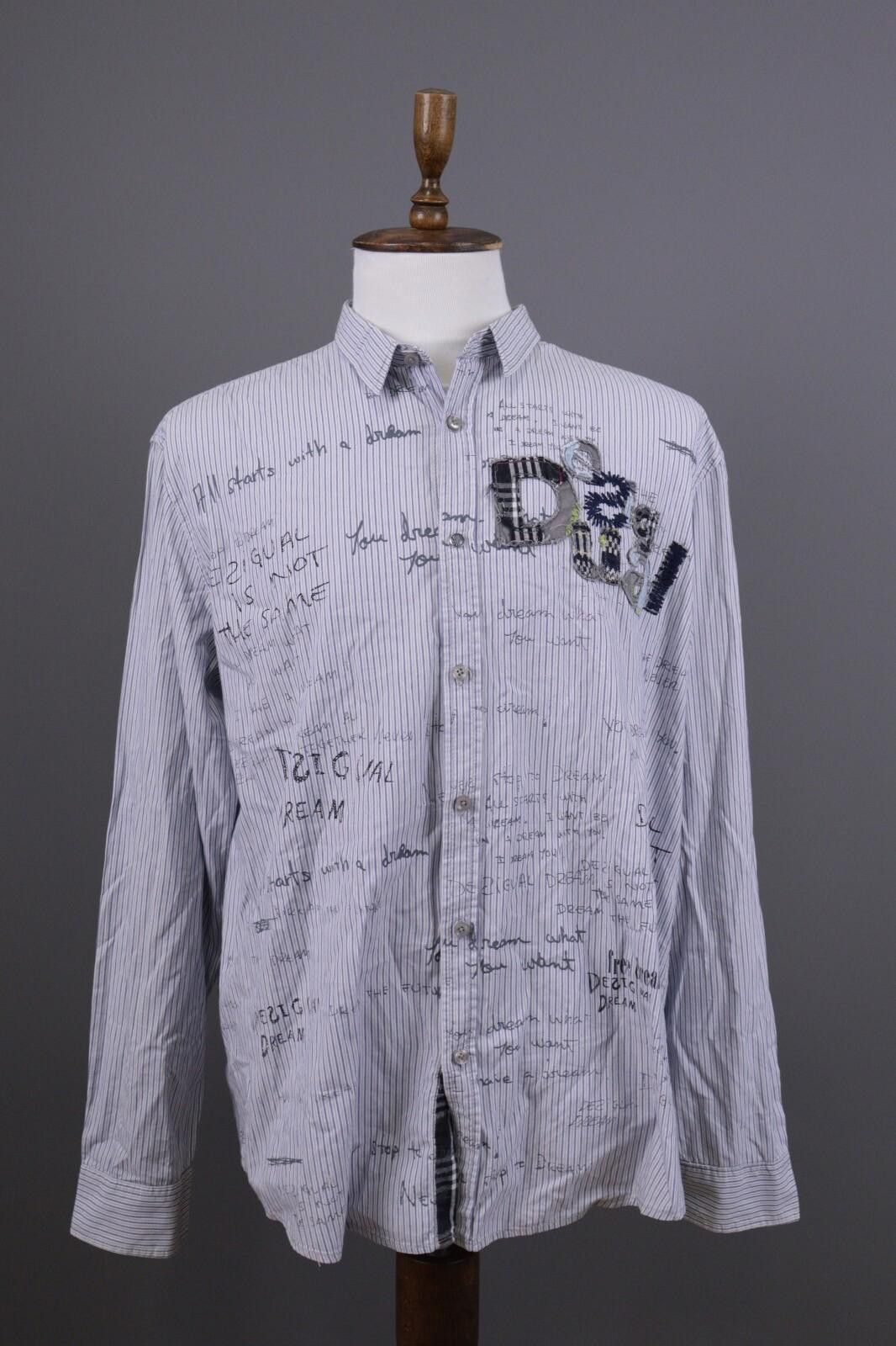 Desigual Desigual Regular Fit Blue Pinstripe Printed Shirt Sz XXL Size US XL / EU 56 / 4 - 1 Thumbnail