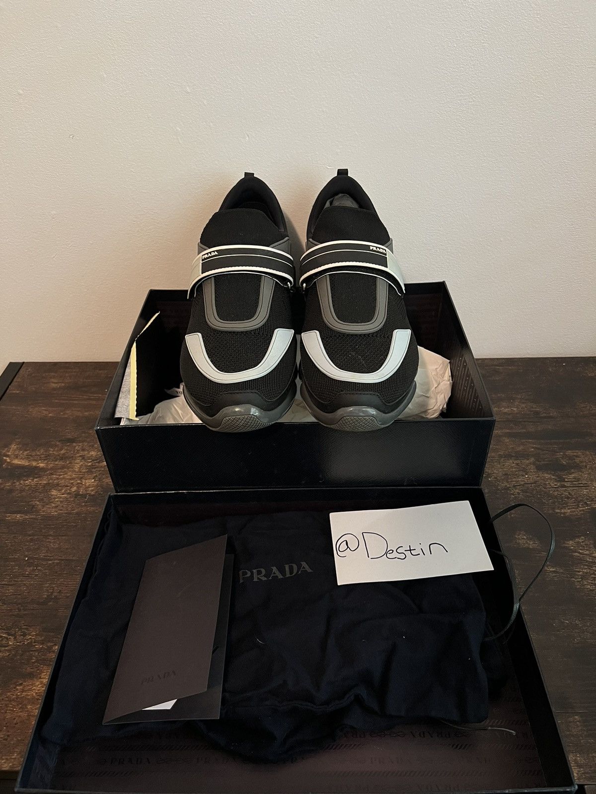 Designer Prada Cloudbust Strap Black Blue Sneaker MSRP $800 Size US 9.5 / EU 42-43 - 3 Thumbnail