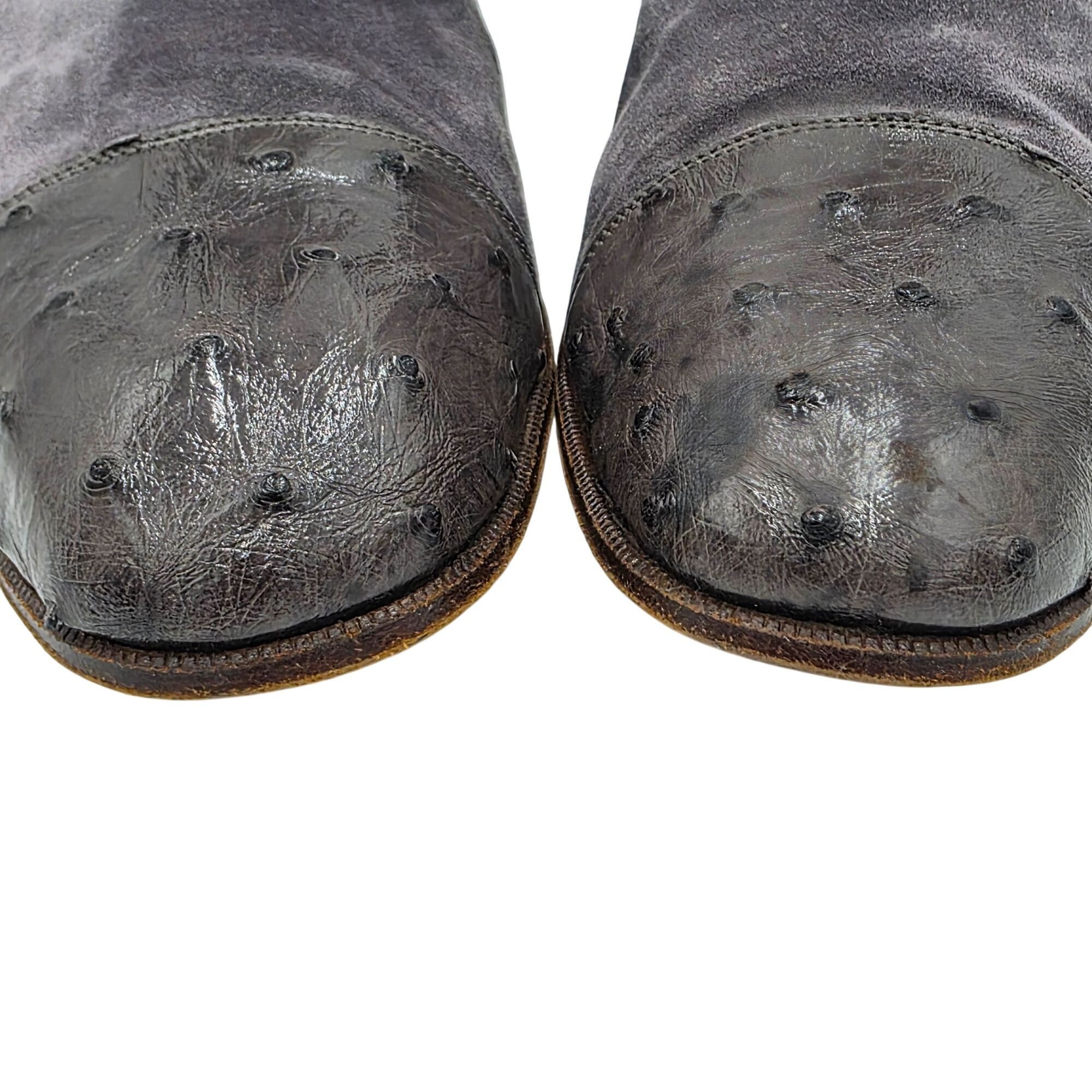 Mauri Vintage Mauri Exotic Ostrich and Suede Gray Dress Shoes Mens Size US 8.5 / EU 41-42 - 10 Thumbnail